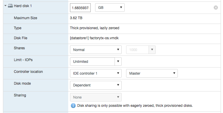 Settings for the OS disk